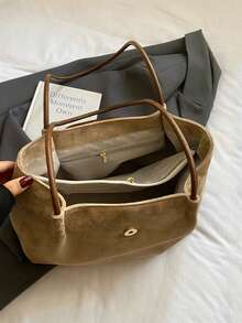 2025 New Large Capacity Suede Tote Bag, Versatile Minimalist Shoulder Bag, Casual Office Commute Handbag