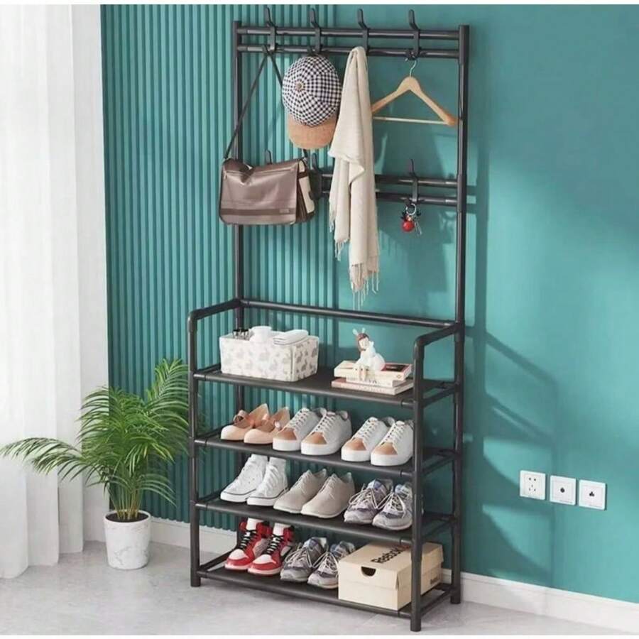 Arara Sapateira Organizadora cabideiro suporte Multiuso Sapato Tenis Roupa Closet Quarto Armários - Multicolorido - Visão 1