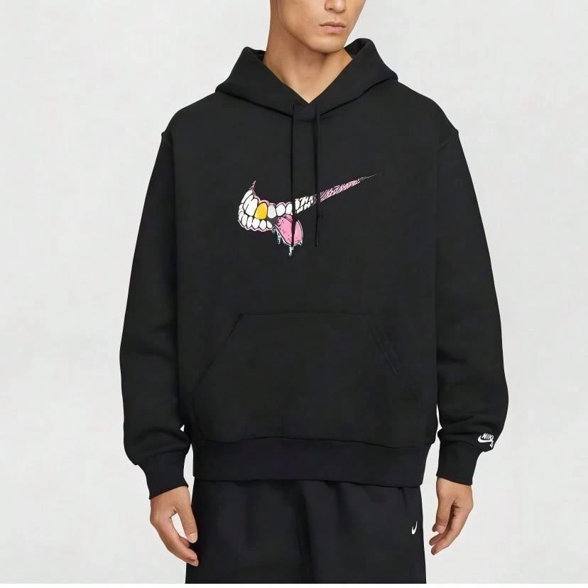 Nike Men's AS U NK SB PO HD BB SWOOSH GRI Knit Sweatshirt HV0250-010 - Black - View 1