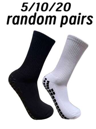 5/10/20 paires de chaussettes de sport non glissantes simples, avec fond en serviette et revêtement en latex mi-mollet, chaussettes de sport absorbant les chocs, durables et respirantes, unisexes