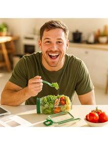 1pc 32oz Mason Jar Salad Container With Side Spout And Leak-Proof Lid - Microwave, Dishwasher & Fridge - Sealed Salad Jar With Dressing Cup, Stackable Design For Meal Prep, Lunch, Dinner, Office Use