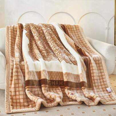 1pc High Quality Blanket, Thick Double-Layer Raschel Super Soft Cloud Blanket, Printed Luxurious Bed Blanket, Thick Double-Layer Plush Blanket, Suitable For All Seasons