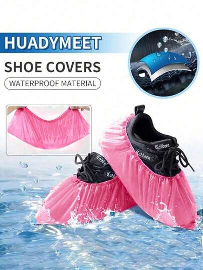 Disposable Shoe Covers Non-Slip Waterproof Dustproof PE Plastic Keep Floors Clean Anti-Skid For Home Hospital Office Warehouse Construction Healthcare Protective Gear Easy Wear Tear Resistant One Size Fits Most Adults Heavy Duty Anti-Static