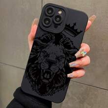 Funda para celular con diseño de león, 1 unidad de fundas protectoras de TPU suave, cubierta para celular a prueba de golpes para iPhone 15 14 13 12 11 - Negro - Ver 7