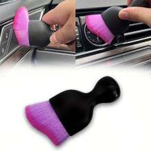 1pc Dual-Color Soft Bristle Car Interior Detail Brush, Ergonomic Handle, Air Vent Duster, Comfortable Grip, Easy To Clean And Maintain, Compact Soft Bristle Brush, Bedroom Seat Crevice Interior Duster, Car AC Vent Cleaning Brush - Multicolor - View 7