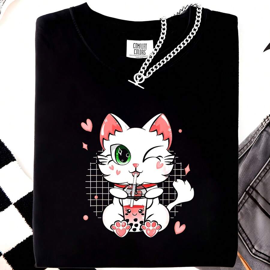 Boba Tea Cat Halloween Costume - 黑色 - 查看 1