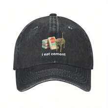 I Eat Cement, Cat, Gag, Sarcastic Cowboy Truck Hat Baseball Cap, All-Season Durable Hat, Unisex - Black - View 1