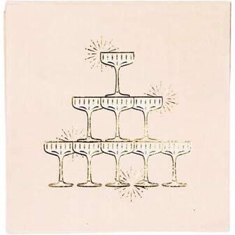 Champagne Tower  Nkins Bmall  Party Per Nkins For NYE, Bridal & Wedding Showers I  -Ply  Foil, -Friendly, Beverage Nkin | 5" Folded (20 Pack)