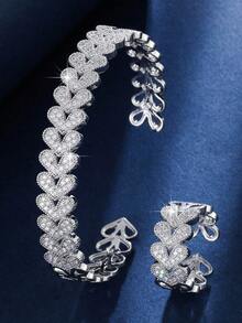 1 pieza Brazalete abierto minimalista de moda con incrustaciones de strass