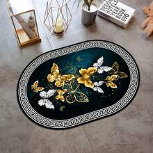 1 pieza Alfombra con patrón de mariposa estilo chino, alfombra decorativa ovalada de lujo para la sala de estar, adecuada para decoración navideña, regalo de Navidad, decoración del hogar, decoración de dormitorio, alfombra pequeña, alfombra, decoración del hogar, alfombra de sala de estar, alfombra pequeña de sala de estar, alfombra de dormitorio, decoración del hogar de sala de estar, alfombra de exterior, alfombra lavable, alfombra de felpa, alfombra mullida, alfombra de otoño/invierno, alfombra gruesa/esponjosa