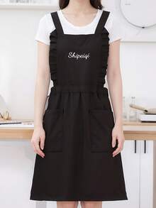 1pc Princess Style Letter Embroidered Apron, Fashionable Kitchen/Dining Waitress Work Wear For Women - Multicolor - View 4