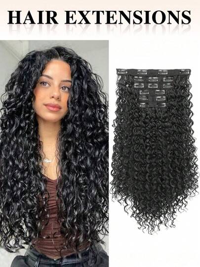 nimoki 6 piezas de extensiones de cabello con clip, extensiones de cabello sintético rizado de 26 pulgadas, piezas de cabello largo, suave y grueso para mujeres