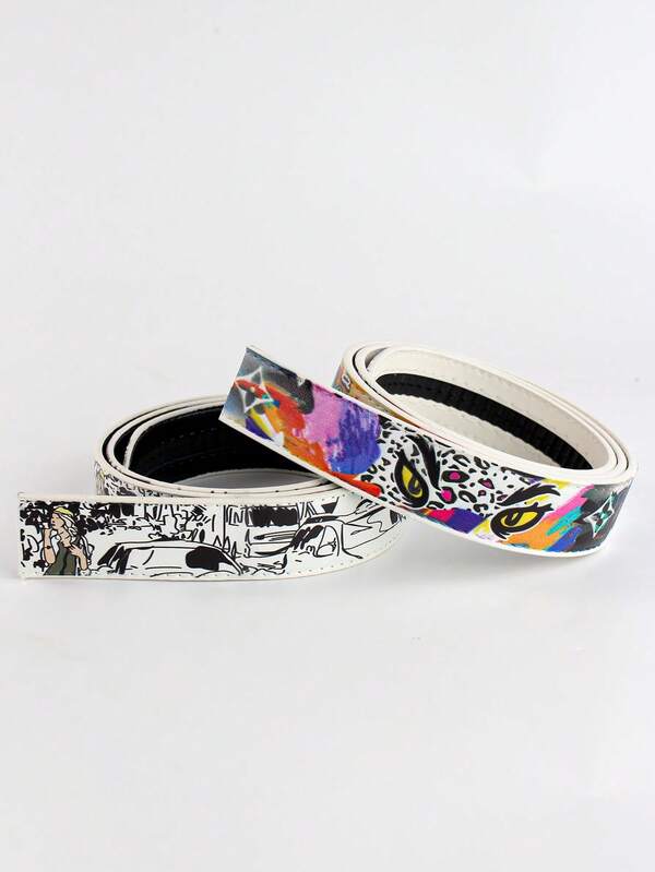 One-Piece Men's Graffiti-Style Accessory With Multiple Designs To Choose From. It Is A Casual Denim Accessory Suitable For Everyday Wear, Featuring A Multi-Colored Element Buckle Design-An Ideal Accessory For Both Business Occasions Old Money Vintage Autumn/Fall Urban Outfit Denim Classic Christmas Winter Fashion Daily Men Boyfriend Gift