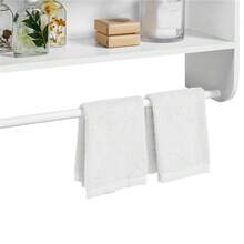 Butterslay 1PC Bathroom Wall Cabinet With Towel Bar, Over-Toilet Storage Cabinet With Double Doors, Adjustable Shelf & Open Shelf - 白色 - 查看 3