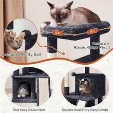 Butterslay 1PC 36inch Cat Tree Cat Tower With Double Condos For Small/Medium Cats - Xám đậm - Xem 3