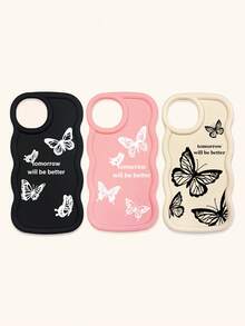 3pcs Luxury Creative Butterfly Print Matte Soft Phone Case, Compatible With IPhone & Galaxy Phones - Multicolor - View 35