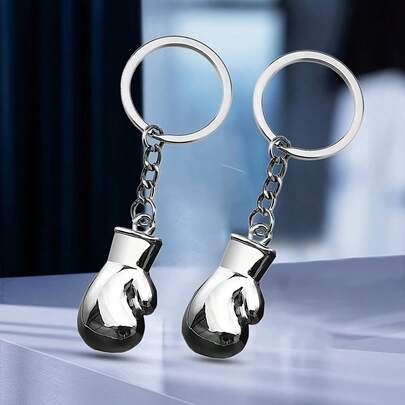 2pcs Classic Fashion Faux Boxing Glove Keychain, New Creative Zinc Alloy Hot-Selling Punching Bag Keyring, Unisex Gift For Boyfriend, Holiday, Promotional Item, Category: Men's Keychain
