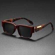 Futuristic Sci-Fi Style Glasses, 2025 New Technology Thick Frame, Casual TR Full Frame, PC Lenses, Daily Leisure, Fashion Decorative Glasses, - Includes Glasses Case - 咖框茶片 - 查看 5
