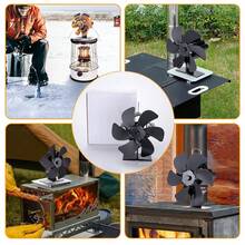 Black Fireplace Fan 6 Blades Heat Powered Stove Fan Firewood Log Wood Burner Mute Quiet Fan Home Heat Effecient Distribution - 9*5.3*17.5cm - View 10