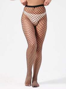 3 Pares de Meias-Calças de Rede Vazada Fashionista Gótica para Uso Diário