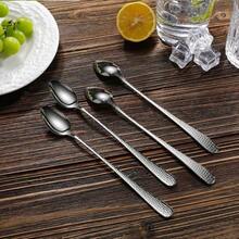 KEAWELL - Cucharas de té helado de mango largo martilladas de alta calidad: juego de 4 piezas/8 piezas acero inoxidable 18/10 cucharaditas cucharas de café pulido brillante con espejo apto para - Plateado - Ver 3