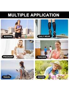 6 Pairs Compression Socks For Women, Floral Pattern Socks Breathable High Tube Socks For Running Fitness Skipping Cycling Athletic Compression Socks - Multicolor - View 3