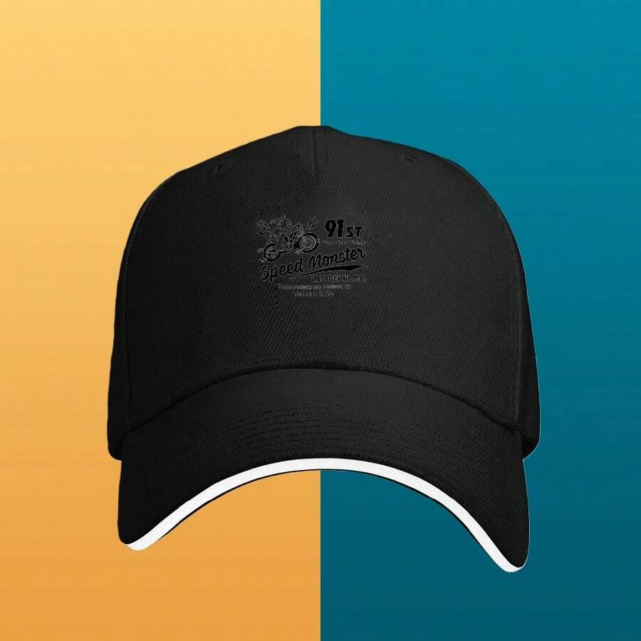 Black motorcycle design, 91st Speed Monster cup, baseball cap, stylish, fashion retro low cap low cap graphic print ball cap baseball cap sports snapback small head around visual breathable duck cap fashionable unisex Baseball cap large head around snapback cap Duckville cap - ãã©ã㯠- ãã§ãã¯ãã 1