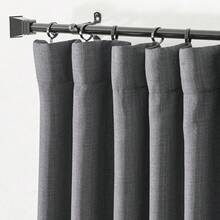2025  Bedroom Curtains 2 Panels Sets Faux Linen Textured, Pinch Pleated Room Darkening Light/Heat Blocking Window Drapes Thermal Insulated For Living Room, Angora, W50 X L108, 2 Panels - 炭灰色 - 查看 6