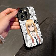 Funda de Teléfono Romántica Anime My Dress-Up Darling Compatible con 17 16e 16 15 14 13 12 11 Pro X XR XSMAX 8 Plus Caída Cubierta Trasera Suave TPU,  de Uso Diario,Accesorio de Teléfono Estiloso,Diseño Impreso con,Material Duradero,Usuarios de iPhone17 17promax - Negro - Ver 4