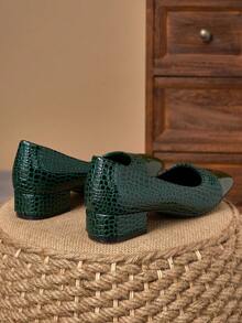 MonaNise Women's Fashion Pink Square Toe Slip-On Pumps With Orange Contrast, Suitable For Vacation, Travel, Shopping, Outdoor, Retro Brown Casual, Navy Blue Versatile High-End Black Flats - Green - View 6