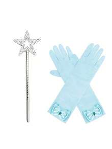 冬季公主服装配饰，角色扮演，1副手套，1根魔杖 - 彩色 - 查看 2