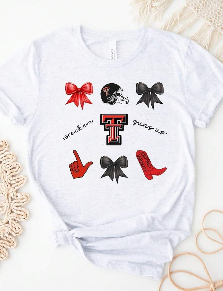 Texas Tech College Hirt Wreck Em220G Heavyweight Cotton T-Shirt For And Wo – Crafted From Thick, Breathable Pure Cotton For Lasting Comfort And Durability. Perfect For Work, Gym, Travel, Casual Outings, Outdoor Sports, And Layering In All Seasons. Great For School, Streetwear, Or Just Relaxing At Home. - trắng - Xem 1