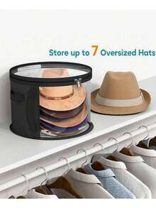 1pc Foldable Round Brim Hat Storage Box, Travel Hat Organizer, School Supplies, Study Accessories - Multicolor - View 3