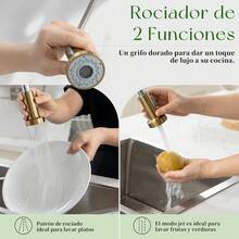 Senlesen Grifo de acero inoxidable para fregadero de cocina , oro cepillado/níquel cepillado, con placa cubierta redonda de 8 inch , giro de 360°, diseño de arco alto (apto para fregaderos de un solo orificio/tres orificios), grifo mezclador para fregadero de agua fría/caliente monomando, apto para cocinas, comedores, hoteles, autocaravanas, lavaderos, bares. Cosas para el hogar,Cocina accesorios,Regalos de Navidad - Oro cepillado - Ver 4