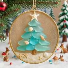 Coastal Style Tree Ornament With Sea Glass And Shells - Modern Nautical Hanging Ornament, Durable Plastic And Beach Theme Decoration, Suitable Home,, - No Electricity Required, Holiday Ocean Enthusiasts, Housewarming Decoration - C - 查看 5