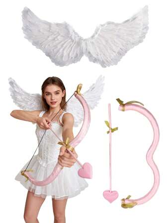 节日派对服装 - 丘比特与天使主题节日派对服装道具套装，翅膀、爱心、弓箭角色道具，适合生日派对、化装舞会等。