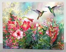 2025 Christmas Canvas Wall Art Print 12" X 16" With Timer | LED Lighted Design - Hummingbird Flowers - View 6