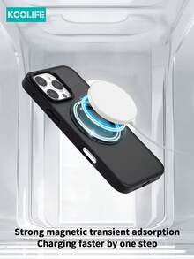 KOOLIFE 1pc 360° Rotating Bracket Large Hole Pivot Shell, Compatible With Iphone 17ro With Magnetic Charging, 2.5mm Backplate, PC+TPU Material, Skin-Friendly Matte, Raised Camera Lens Anti-Drop - Black - View 6