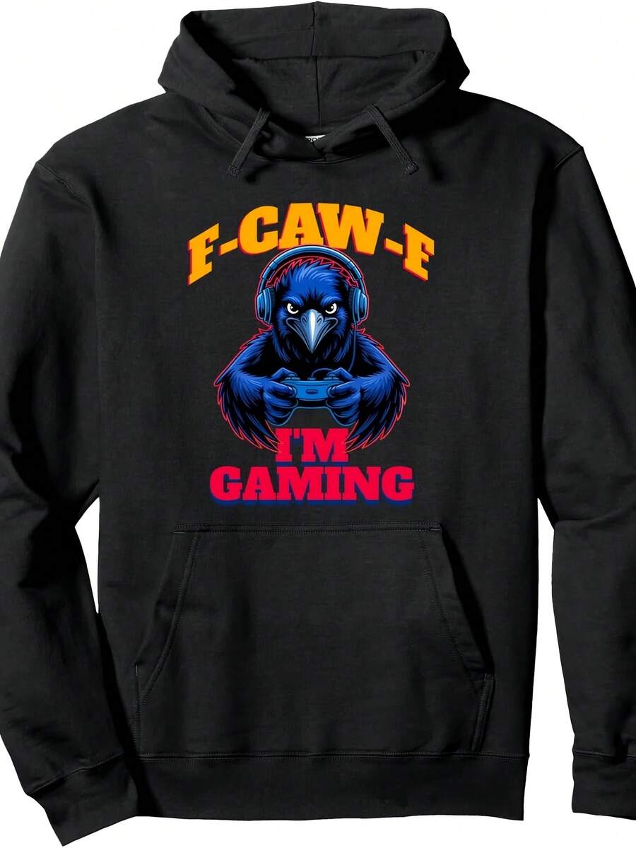 Funny Gamer Crow Sarcastic F-Kaw-F Pun Adult Gaming Humor Pullover Hoodie,Christmas Thanksgiving New Year Birthday Hoodie Gifts For Mom Dad Men Women Friends, Black Soft Fabric - 款式10 - 查看 1