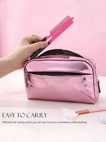 1/2Pcs Folding V Type Hair Straightener Brush DIY Hairdress Tool Hairdressing Combs Natural Hair Styling Curling Comb Hair - Multicolor - View 10