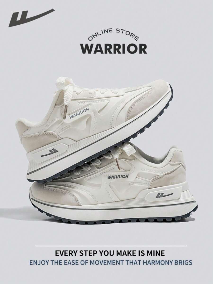 WARRIOR Zapatos cómodos de estilo callejero tipo chunky para mujer, aptos para otoño e invierno. Zapatos de running cómodos con un estilo modesto, casual pero elegante. Zapatillas aplicables durante todo el año, resistentes al desgaste y cómodas para todo el día. Zapatillas térmicas forradas para mantener el calor. - blanco/gris - Ver 1