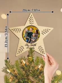 1pc Custom Family Photo Christmas Tree Star Topper - Personalized Family Photo Tree Star Topper, Christmas Ornaments Picture, Wooden Ornament,Christmas Ornament,Personalized Gifts, Christmas Gifts, Custom Christmas Tree Topper, Personalized Family Christmas Ornaments - Beige - View 6