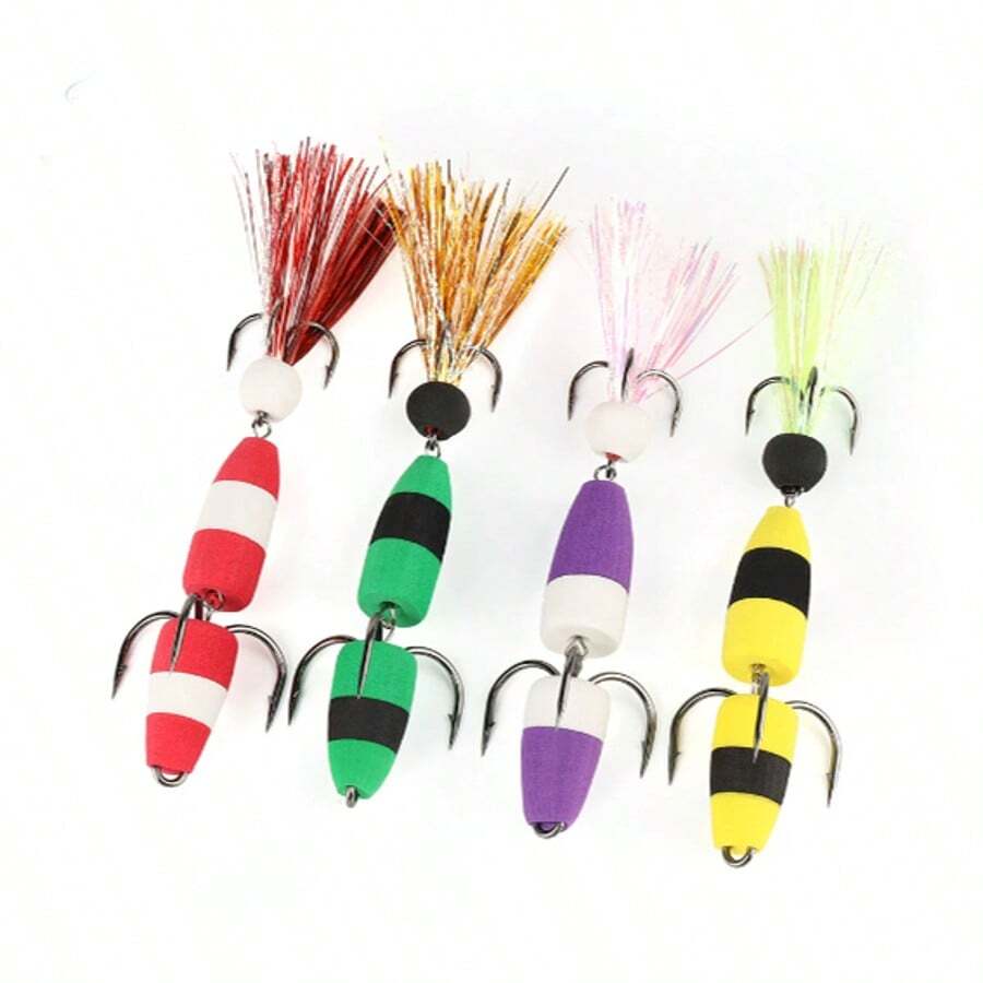 1pc Large Soft Fishing Lure, Saltwater Foam Fake Bait, Outdoor Fishing Swinging Wobble Bass Lure, Saltwater Trolling Lifelike Fishing Lure, Foam Hook Soft Bait, Triple Hook Fake Bait Rig - Multicolor - View 1