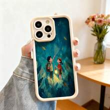 Cubierta de telefono con diseño de bosque mágico y personajes exploradores color azul oscuro para iPhone 14 Pro Max estuche protector con ilustracion de aventura en la naturaleza ideal para amantes de la fantasia y viajes - Blanco - Ver 2