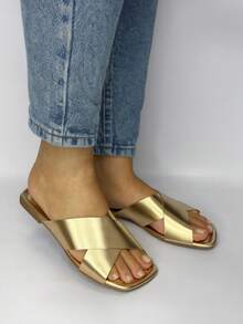 Women's Flat Sandal With Crossed Strap X Modern - Gold - View 5