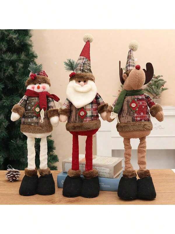 1 pezzo Decorazioni natalizie imbottite, decorazioni natalizie per interni, pupazzo di neve in piedi Babbo Natale, decorazioni da tavolo, ornamenti fatti a mano, decorazioni per scene natalizie, accessori per la decorazione della casa e della stanza, decorazioni invernali