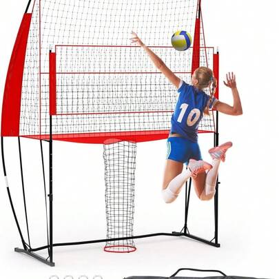 ShiningLove 8x11 Ft Adjustable Height Volleyball Net System - Heavy-Duty Polyester Net With Steel/Fiberglass Frame, Portable Training Net With Carry Bag For Indoor/Outdoor Play