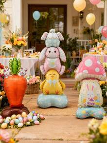 kumozawa 1pc 59-Inch Standing Rabbit Balloon, Indoor Atmosphere Background Photo Prop, Easter Balloon Set, Birthday Party Celebration Decor, Holiday Party Decoration - Multicolor - View 3