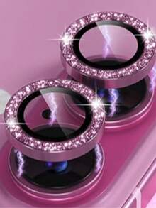 一套闪光钻石水钻相机镜头保护膜，适用于 12/12 Mini/12 Pro/12 Pro Max、 13/13 Mini/13 Pro/13 Pro Max、 11/11 Pro/11 Pro Max、 14/14 Puls/14 Pro/14 Pro Max、 15/15 Puls/15 Pro/15 Pro Max，镶嵌仿钻装饰相机盖钢化玻璃保护膜，彩色仿钻 - 淺粉色 - 查看 26