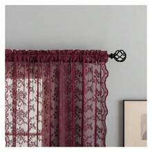 Burgundy Curtains 84 Inches Long Vintage Elegant Floral Maroon Sheer Curtains Timeless Lace Christmas Curtains For Living Room Bedroom Privacy 7 FT 52 In. W X 84 In. L Set Of 2 Deep Merlot - 多色611 - 查看 2